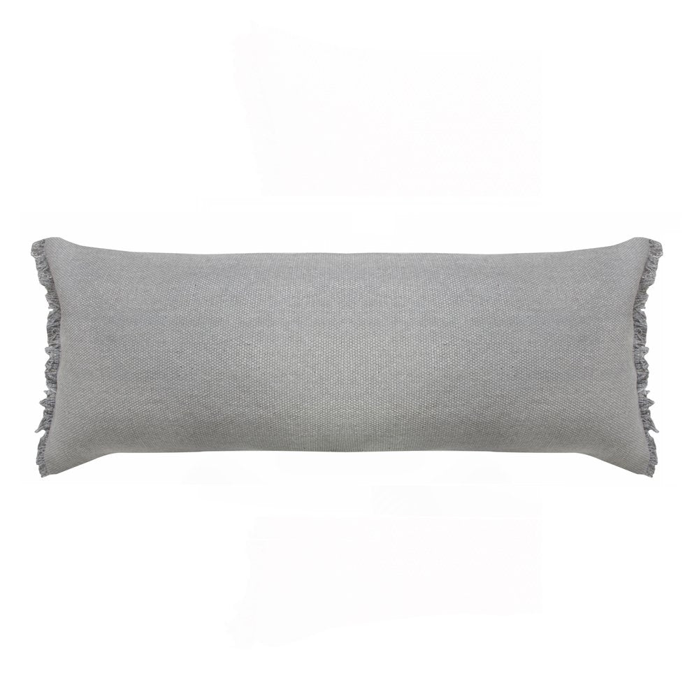 14" X 36" Gray Lumbar Cotton Throw Pillow Cover