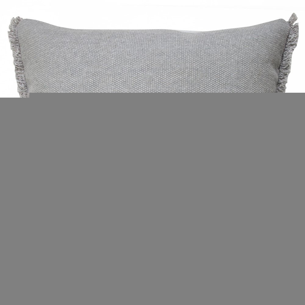 20" Gray Cotton Throw Pillow Cover with Fringe