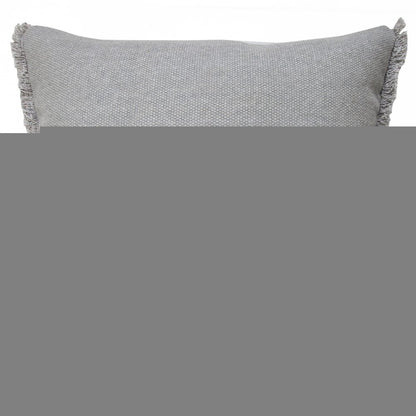 20" Gray Cotton Throw Pillow Cover with Fringe