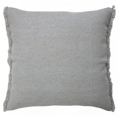 20" Gray Cotton Throw Pillow Cover with Fringe