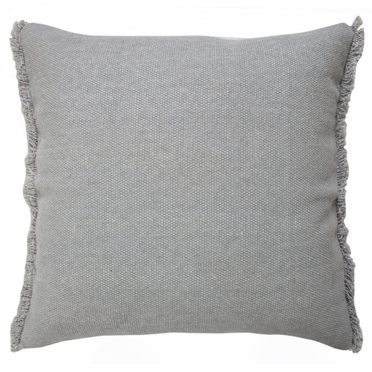 20" Gray Cotton Throw Pillow Cover with Fringe