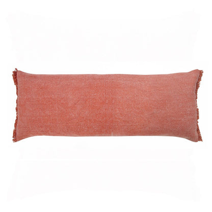 14" X 36" Red Lumbar Cotton Throw Pillow Cover