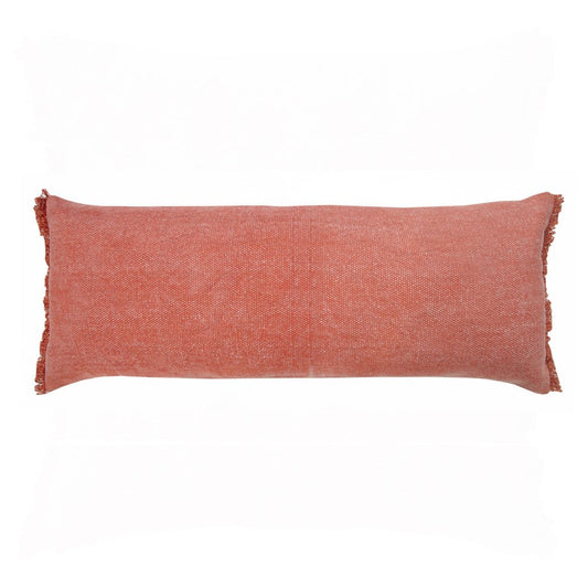 14" X 36" Red Lumbar Cotton Throw Pillow Cover