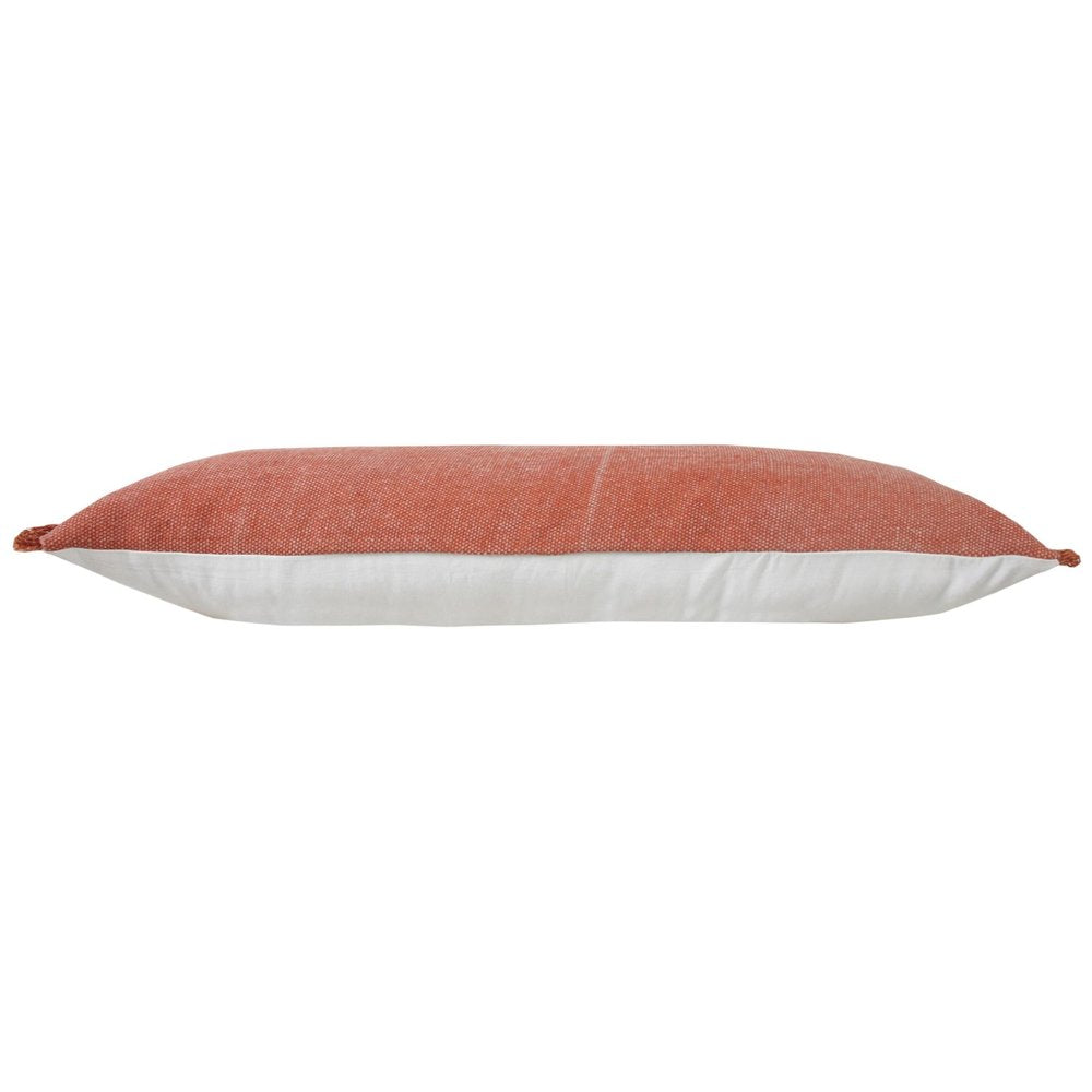 14" X 36" Red Lumbar Cotton Throw Pillow Cover