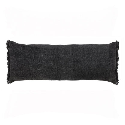 14" X 36" Black Lumbar Cotton Throw Pillow Cover