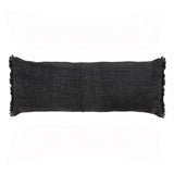 14" X 36" Black Lumbar Cotton Throw Pillow Cover