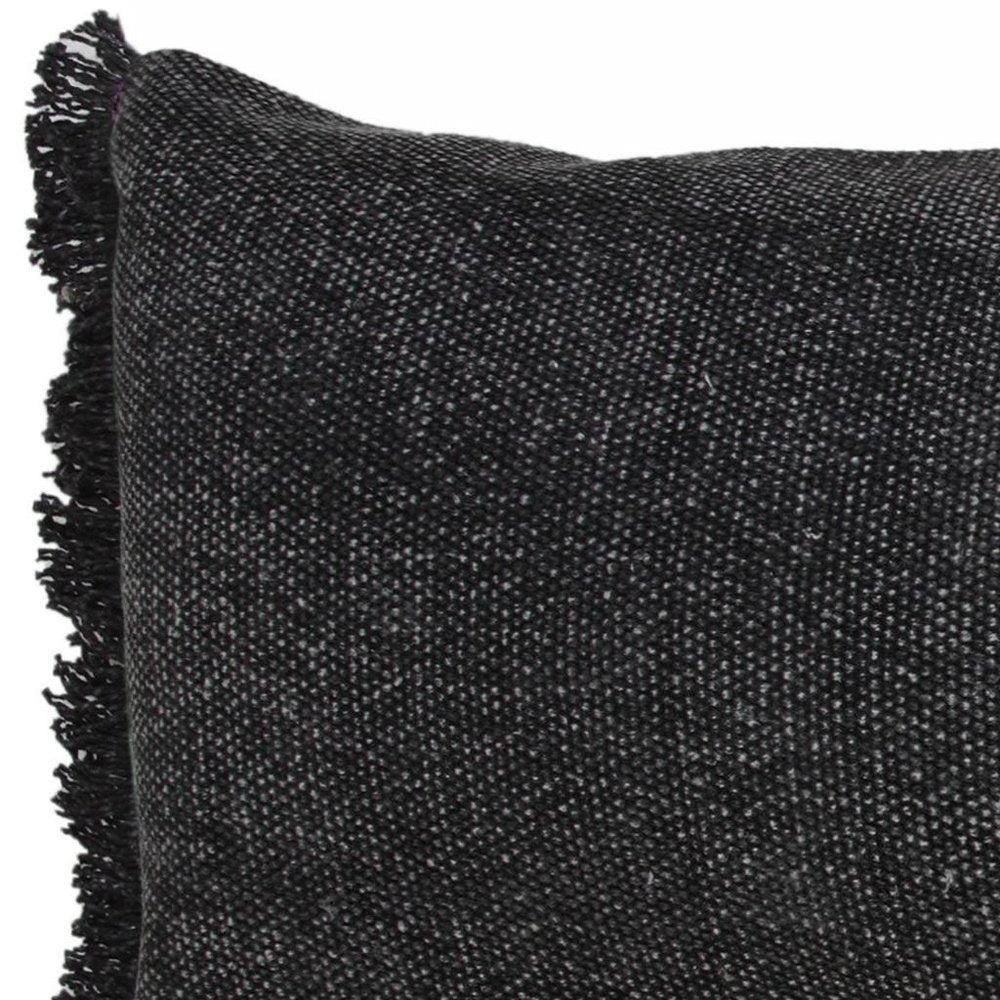 14" X 36" Black Lumbar Cotton Throw Pillow Cover