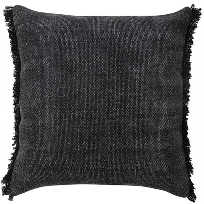 20" Black Cotton Throw Pillow Cover