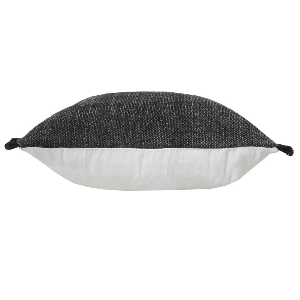 20" Black Cotton Throw Pillow Cover