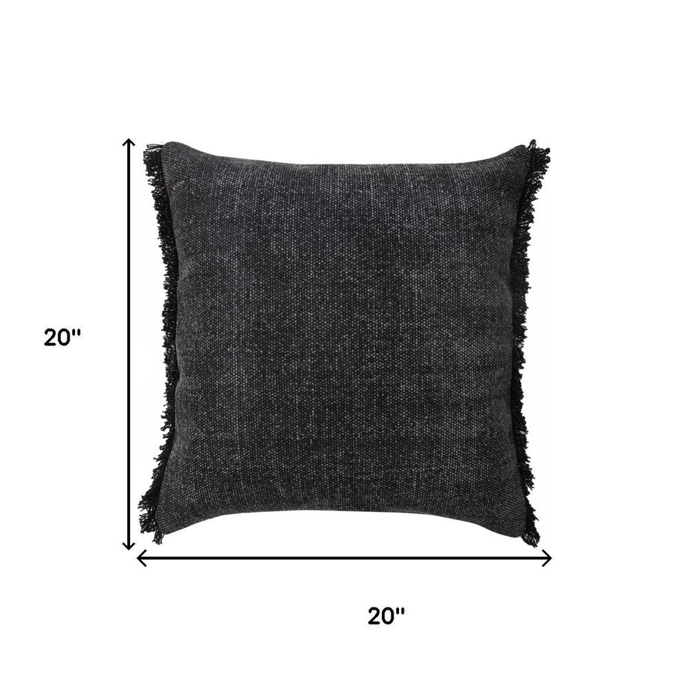 20" Black Cotton Throw Pillow Cover
