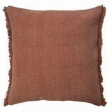 20" Brown Cotton Throw Pillow Cover with Fringe