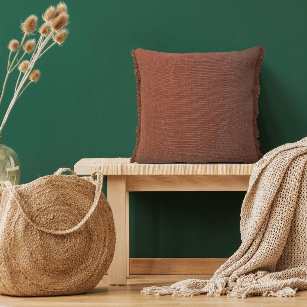 20" Brown Cotton Throw Pillow Cover