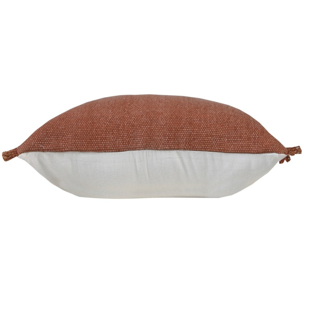 20" Brown Cotton Throw Pillow Cover with Fringe