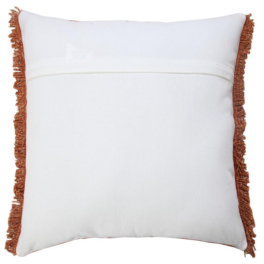 20" Brown Cotton Throw Pillow Cover with Fringe