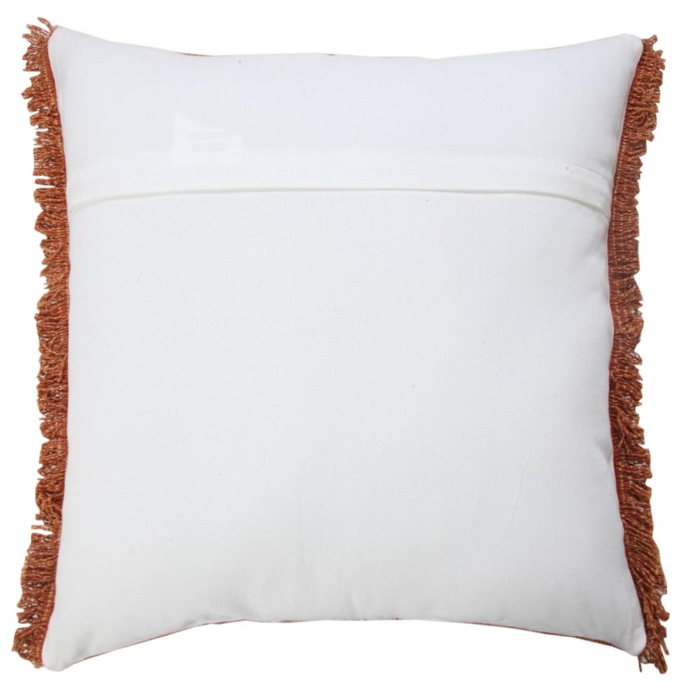 20" Brown Cotton Throw Pillow Cover with Fringe