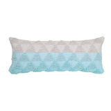 14" X 36" Blue And White Lumbar Geometric Cotton Throw Pillow Cover with Texture