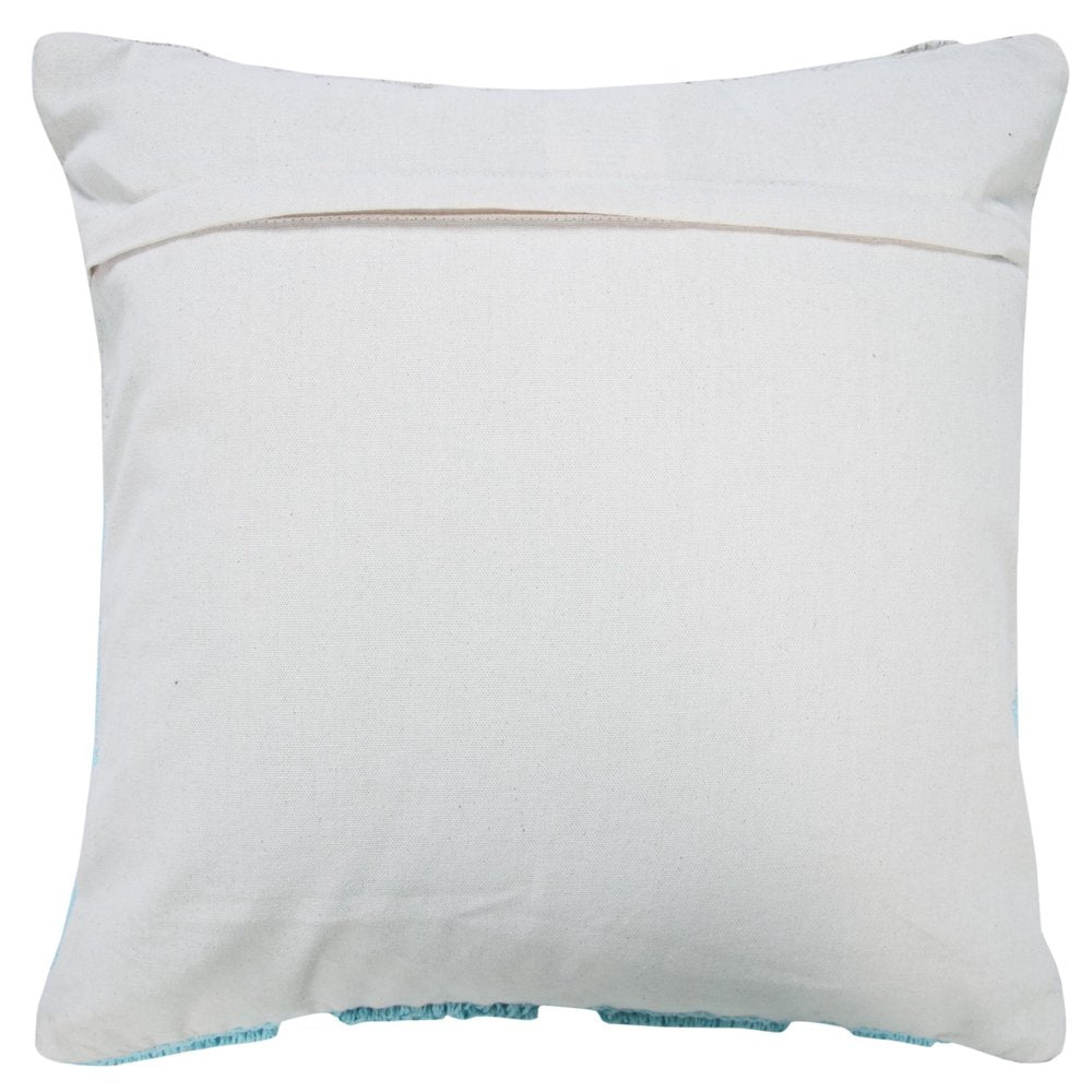 20" Blue And White Geometric Cotton Throw Pillow Cover with Texture