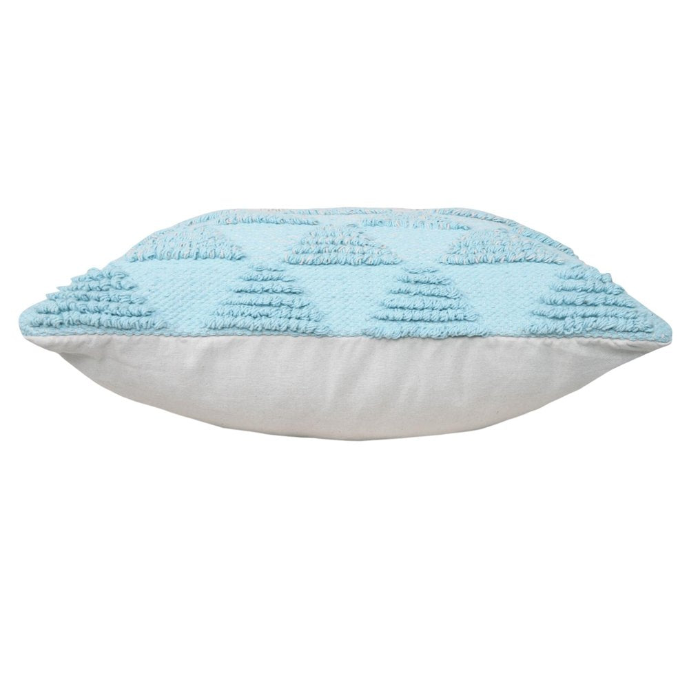 20" Blue And White Geometric Cotton Throw Pillow Cover with Texture