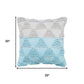 20" Blue And White Geometric Cotton Throw Pillow Cover