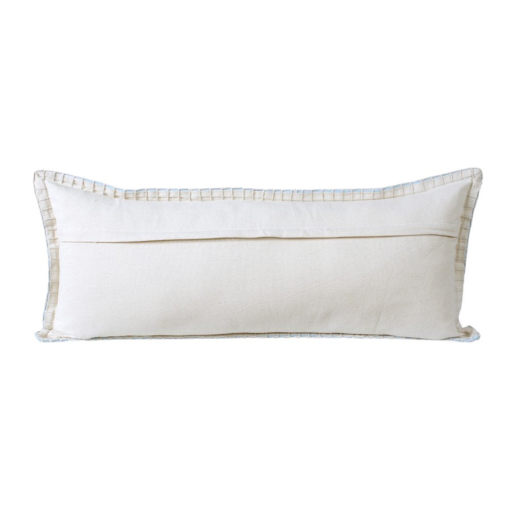14" X 36" Blue Lumbar Cotton Throw Pillow Cover