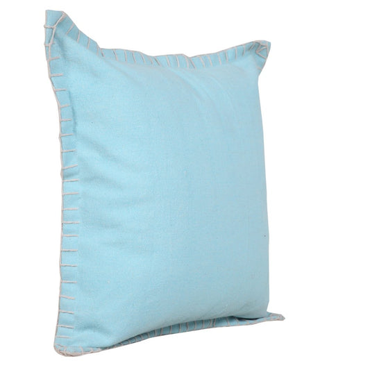 20" Blue Cotton Throw Pillow Cover