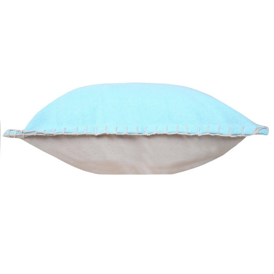 20" Blue Cotton Throw Pillow Cover