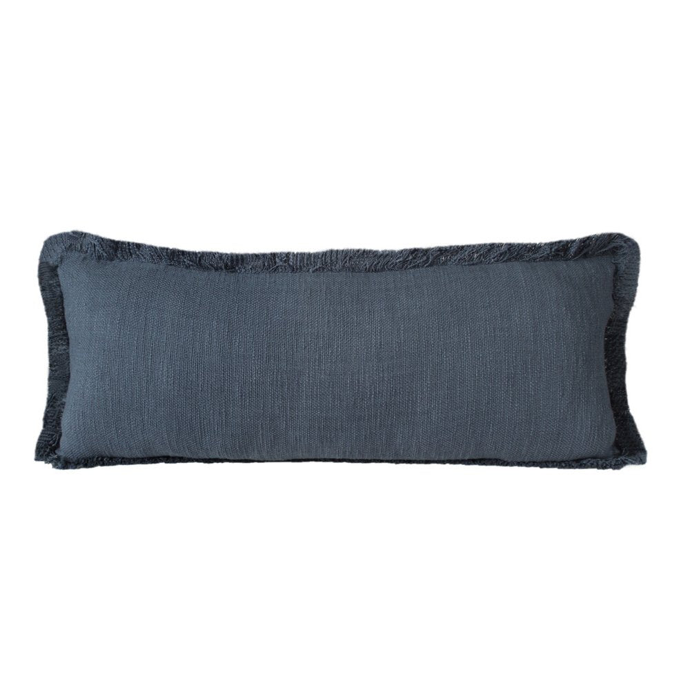 14" X 36" Blue Lumbar Cotton Throw Pillow Cover