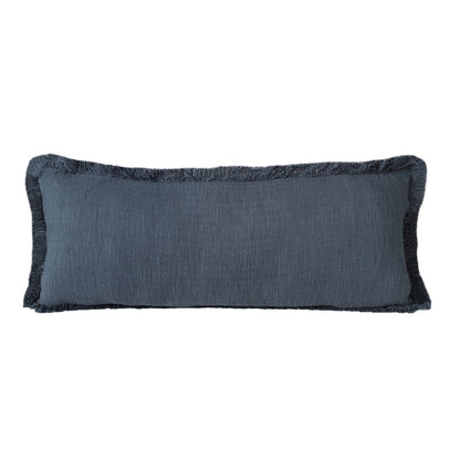 14" X 36" Blue Lumbar Cotton Throw Pillow Cover