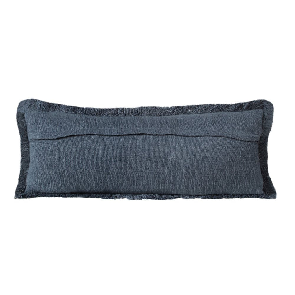 14" X 36" Blue Lumbar Cotton Throw Pillow Cover