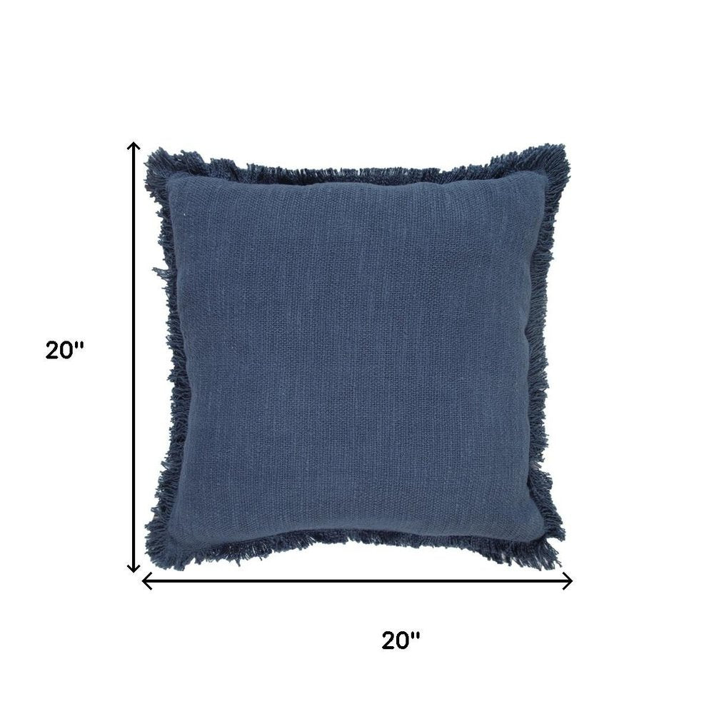 20" Blue Cotton Throw Pillow Cover