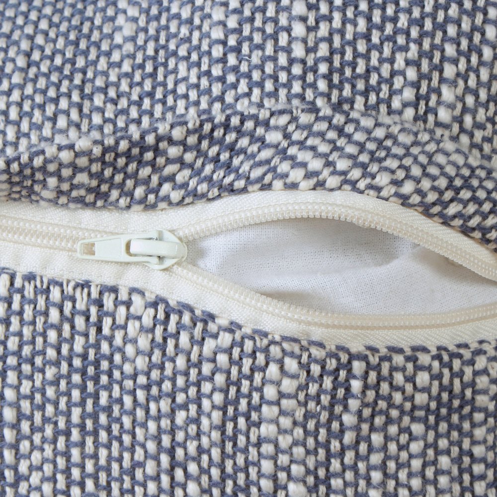 14" X 36" Blue And Beige Lumbar Cotton Throw Pillow Cover