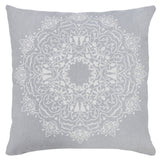 20" Gray And White Medallion Cotton Throw Pillow Cover