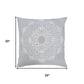 20" Gray And White Medallion Cotton Throw Pillow Cover