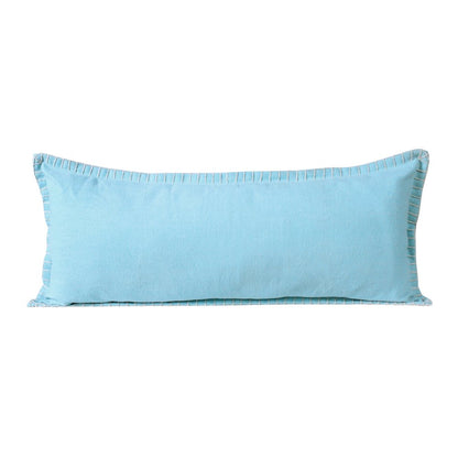 14" X 36" Blue Lumbar Cotton Throw Pillow Cover