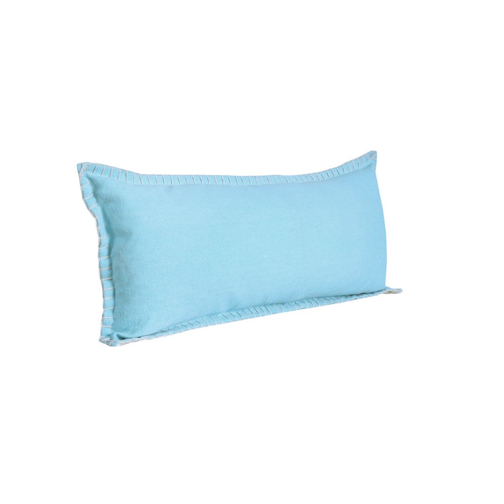 14" X 36" Blue Lumbar Cotton Throw Pillow Cover