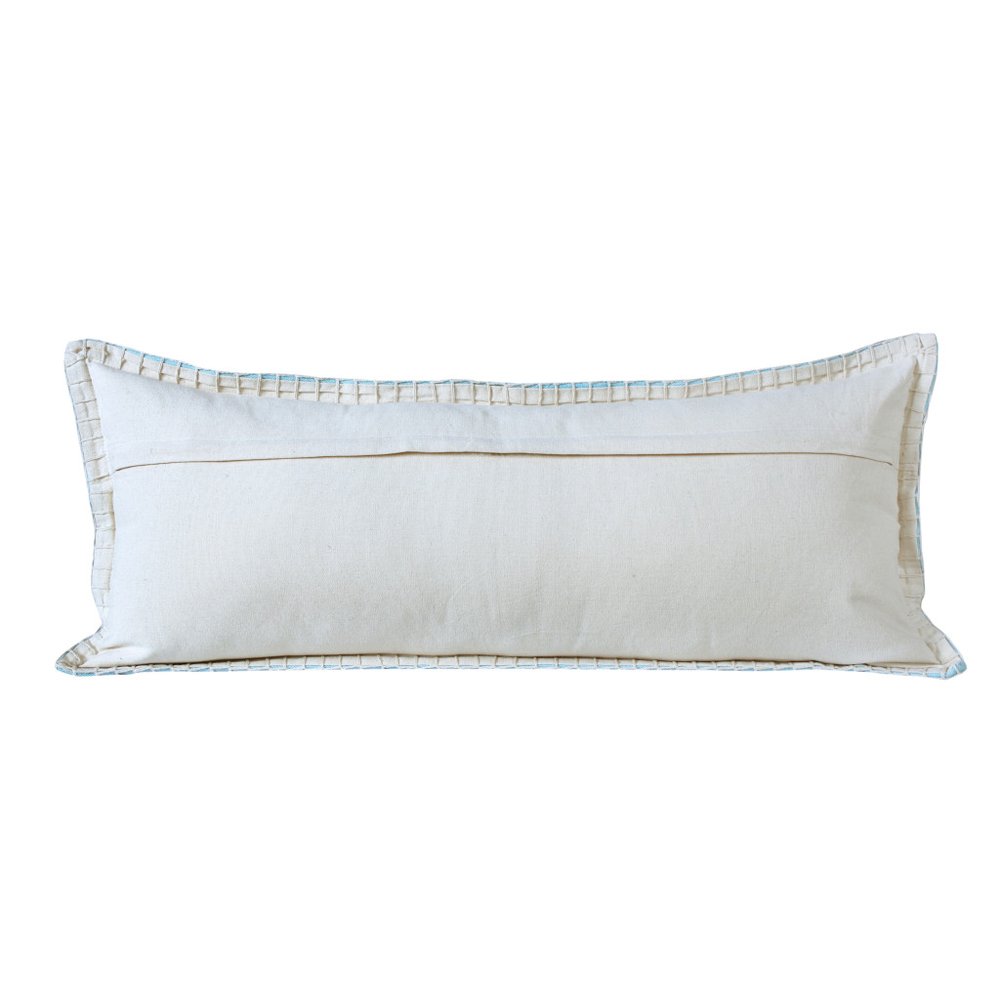 14" X 36" Blue Lumbar Cotton Throw Pillow Cover