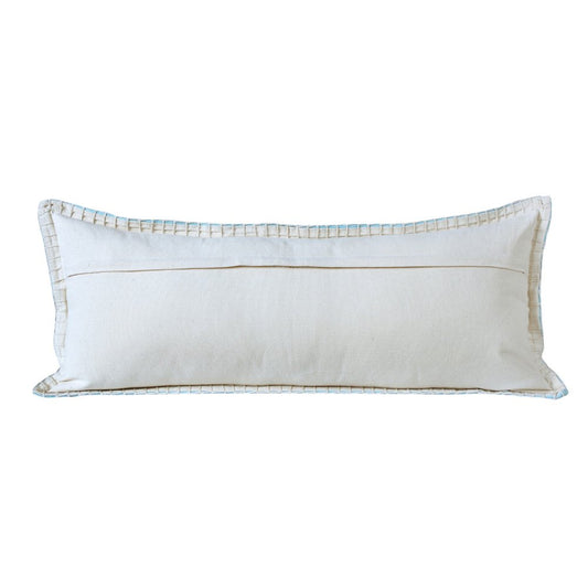 14" X 36" Blue Lumbar Cotton Throw Pillow Cover