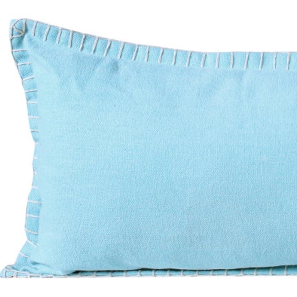 14" X 36" Blue Lumbar Cotton Throw Pillow Cover