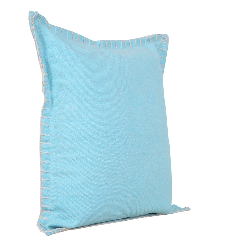 20" Blue Cotton Throw Pillow Cover