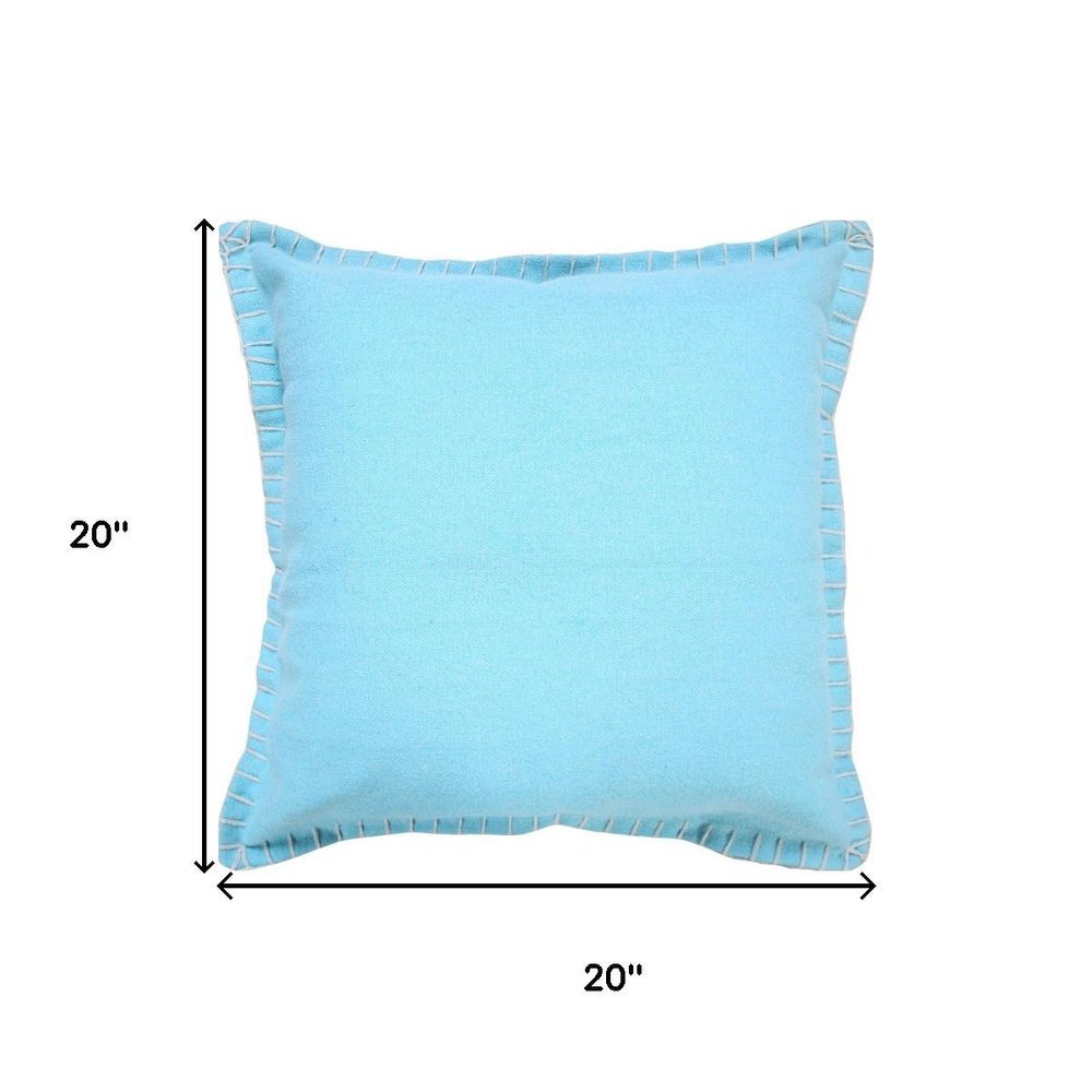20" Blue Cotton Throw Pillow Cover