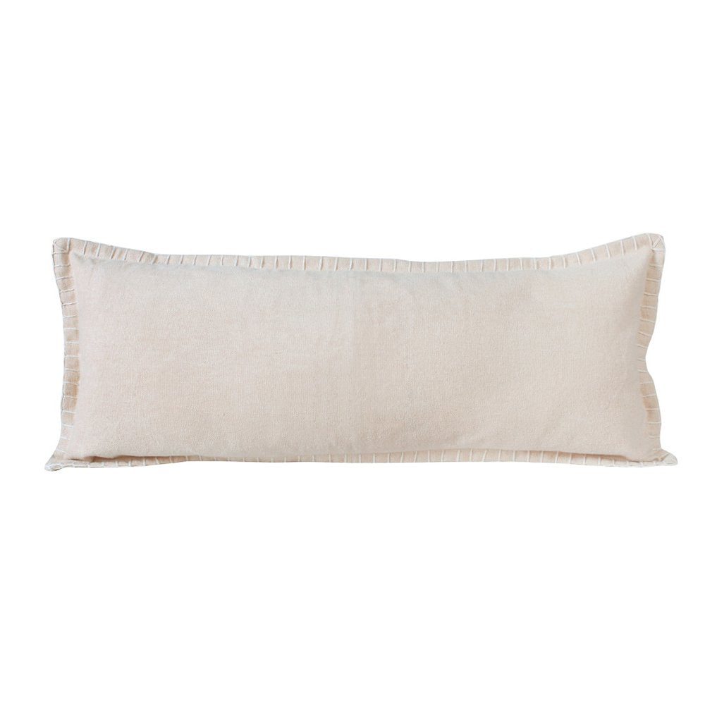 14" X 36" Beige Lumbar Cotton Throw Pillow Cover