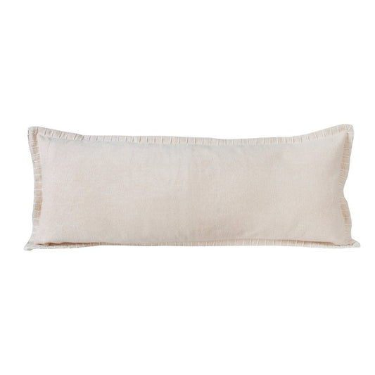 14" X 36" Beige Lumbar Cotton Throw Pillow Cover