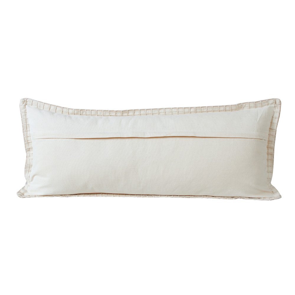 14" X 36" Beige Lumbar Cotton Throw Pillow Cover