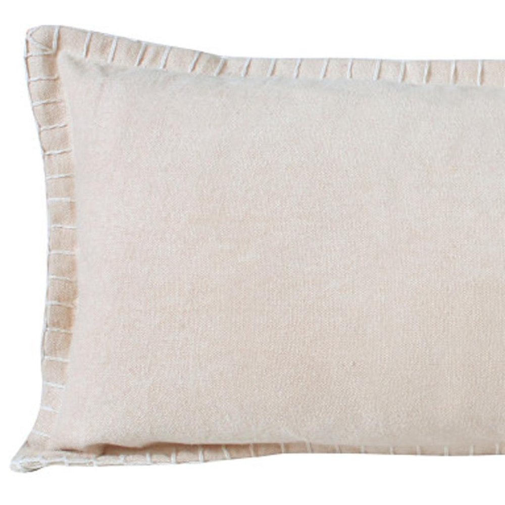 14" X 36" Beige Lumbar Cotton Throw Pillow Cover