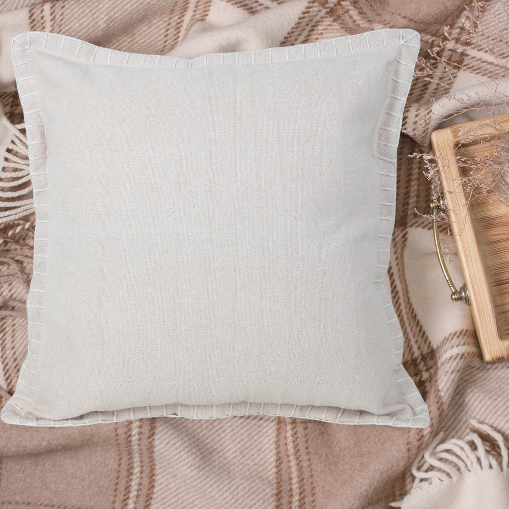 20" Beige Cotton Throw Pillow Cover