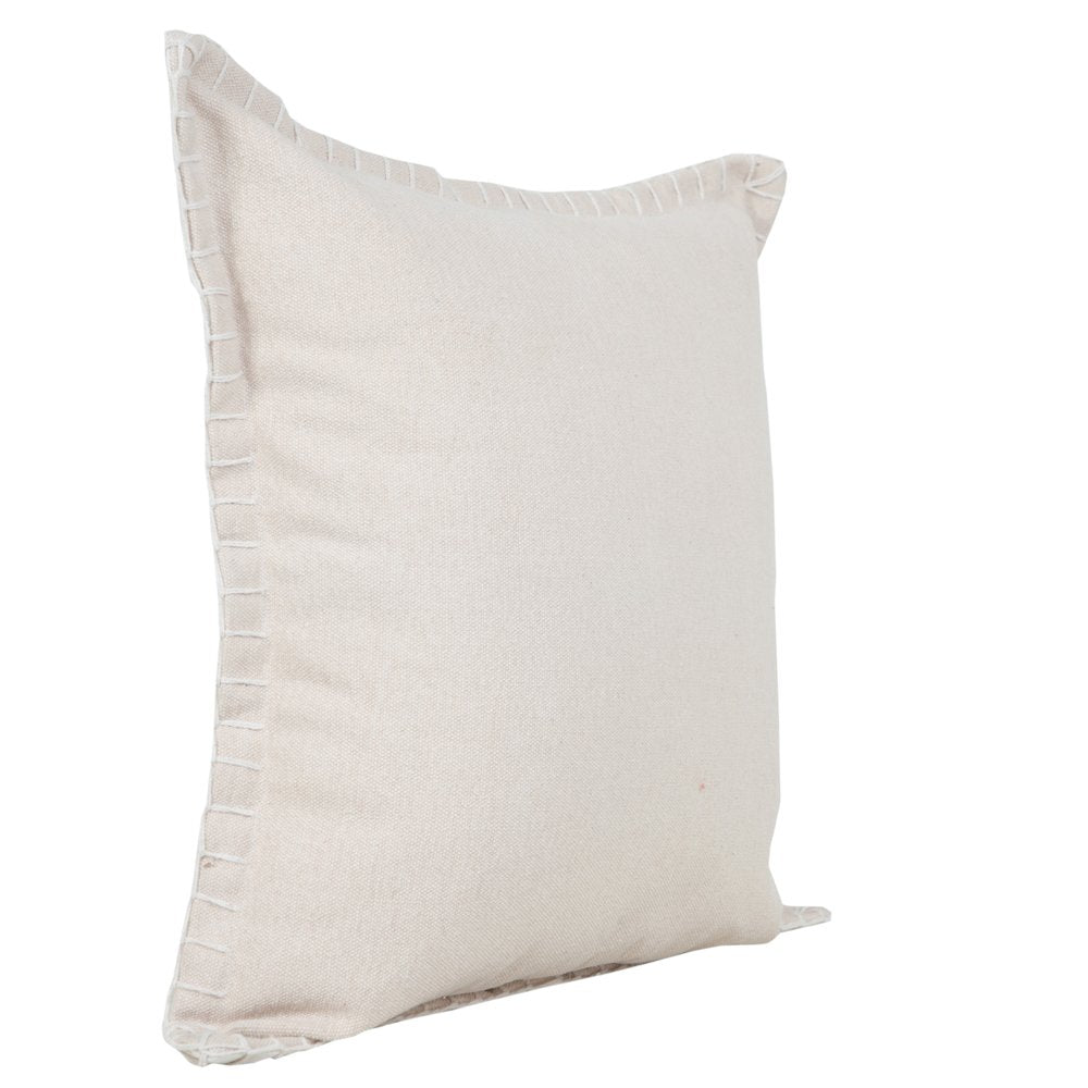 20" Beige Cotton Throw Pillow Cover
