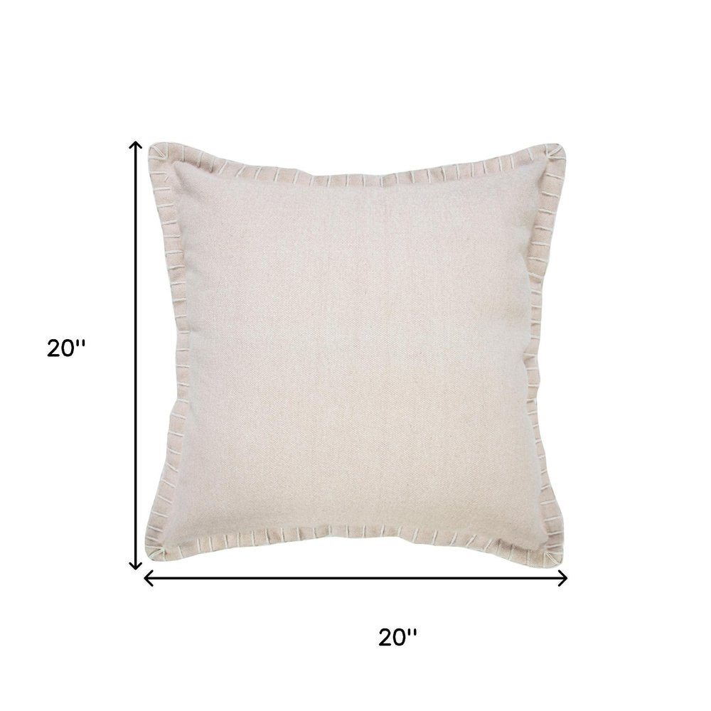 20" Beige Cotton Throw Pillow Cover