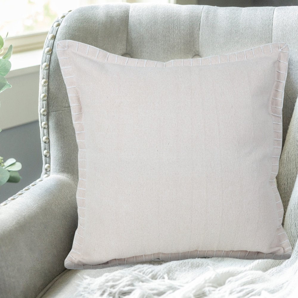 20" Beige Cotton Throw Pillow Cover