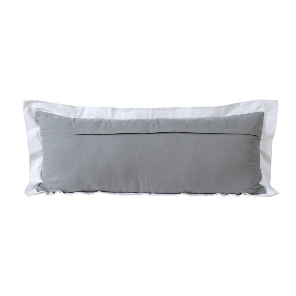 14" X 36" Gray And White Lumbar Color Block Cotton Throw Pillow Cover