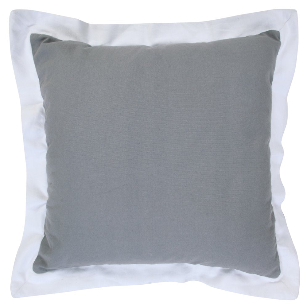 20" Gray And White Color Block Cotton Throw Pillow Cover